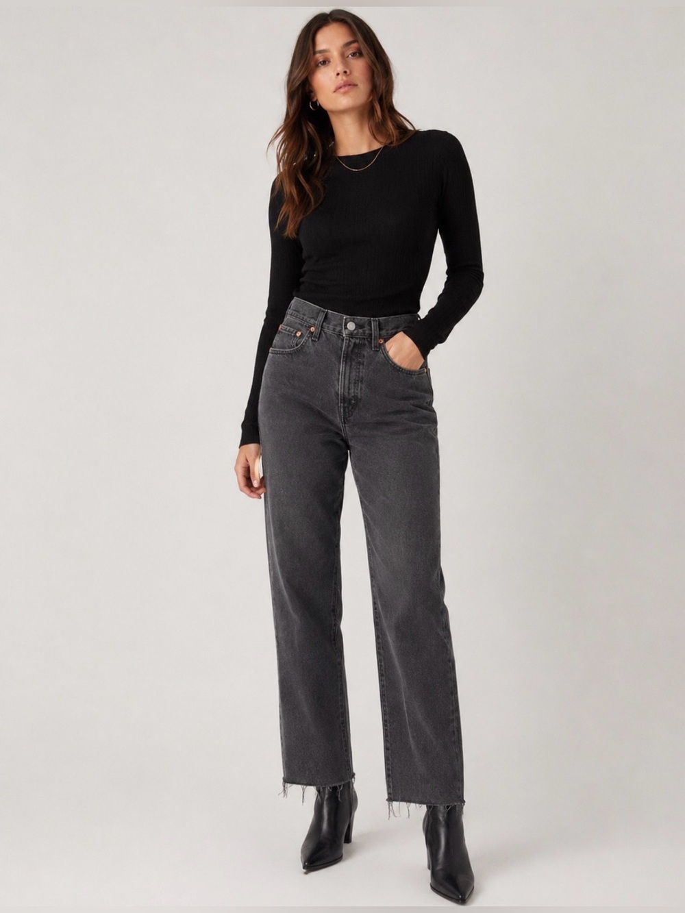 Levi’s 501 Black Straight Leg Jeans W31 L28 Raw Hem